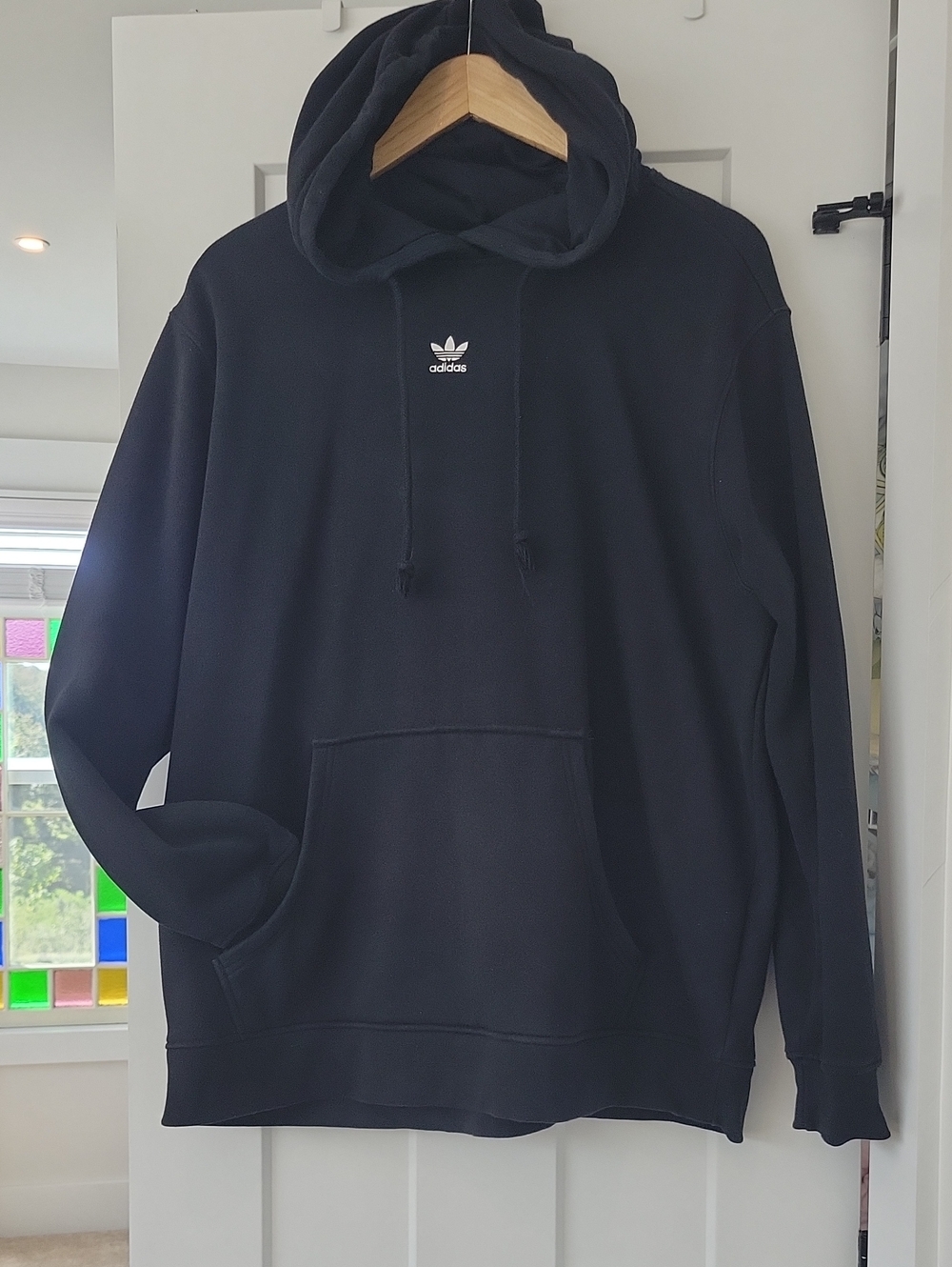 adidas Black Embroidered Trefoil Pullover Hoodie